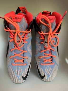 Nike LeBron 12 Easter Boys Basketball Sneakers Gray Orange Black US 6Y EU 38.5